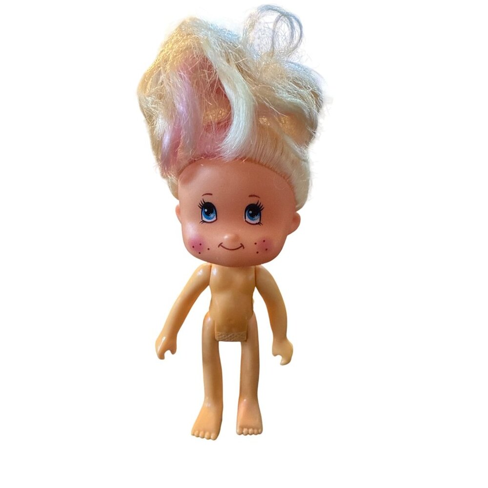 Greenbrier International Blonde Doll Pink Highlights Freckled Face Blue Eyes 5"